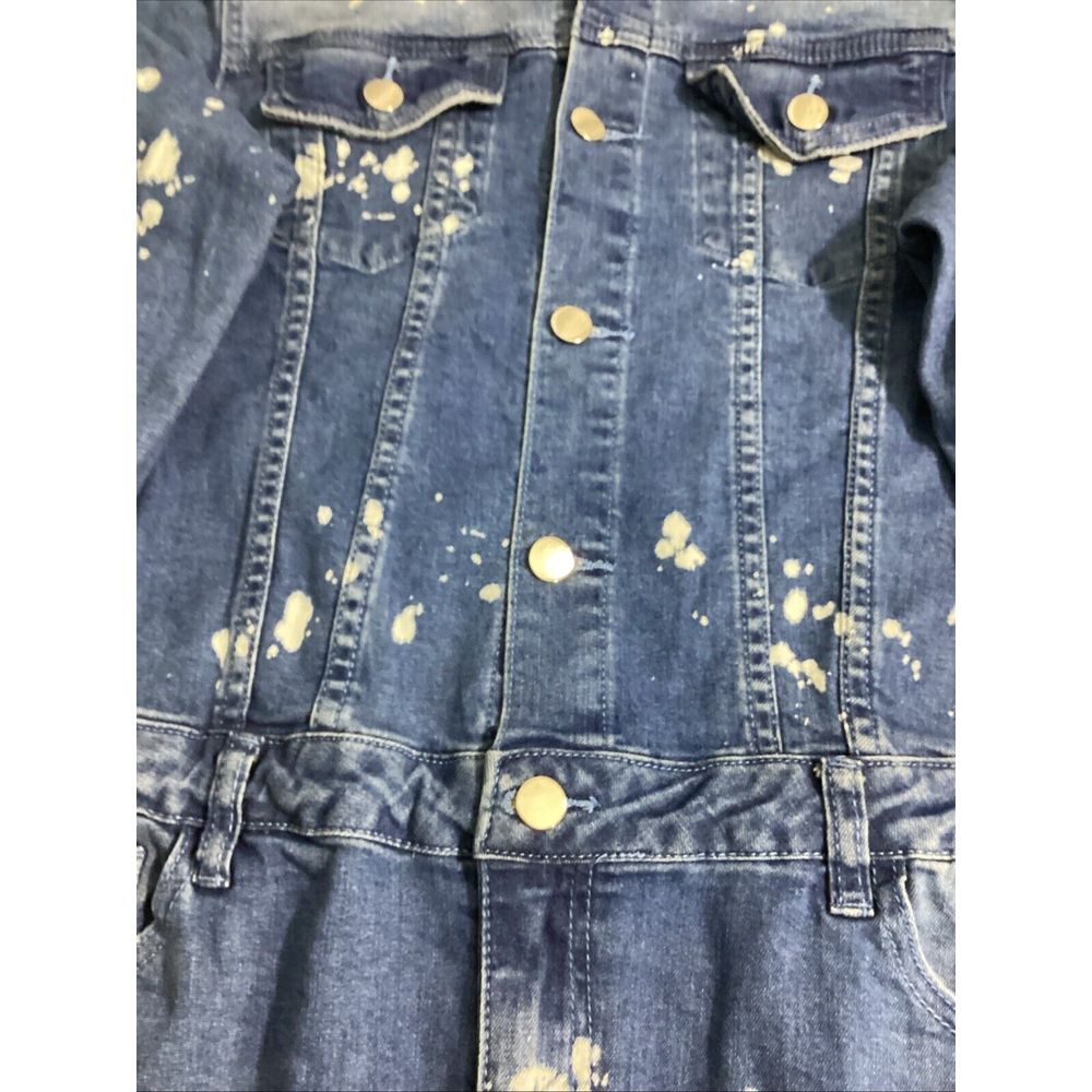 Fashion Nova Womens L Dress Blue Distressed‎ Denim One Piece 58920 - Picture 6 of 8